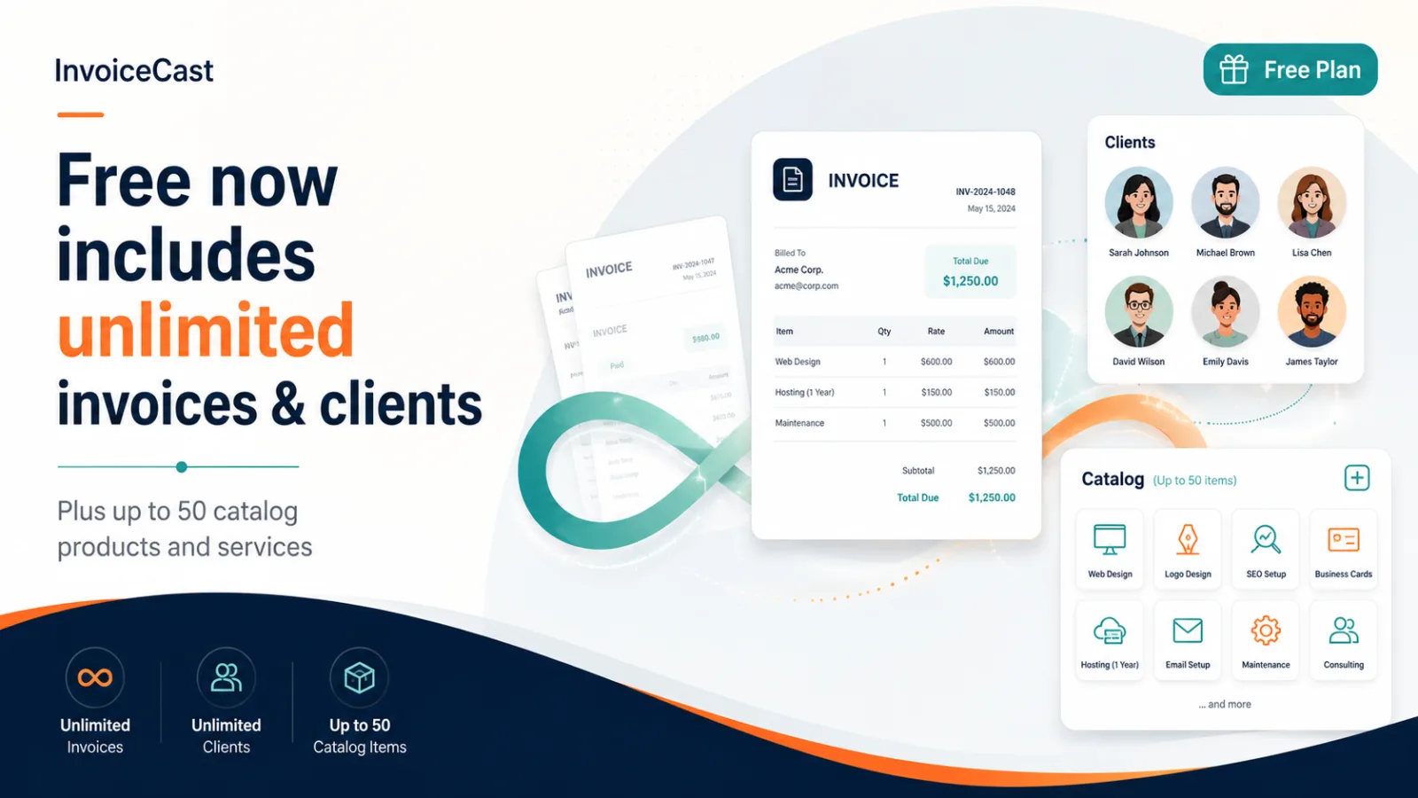 InvoiceCast Free Plan Now Includes Unlimited Invoices and Clients
