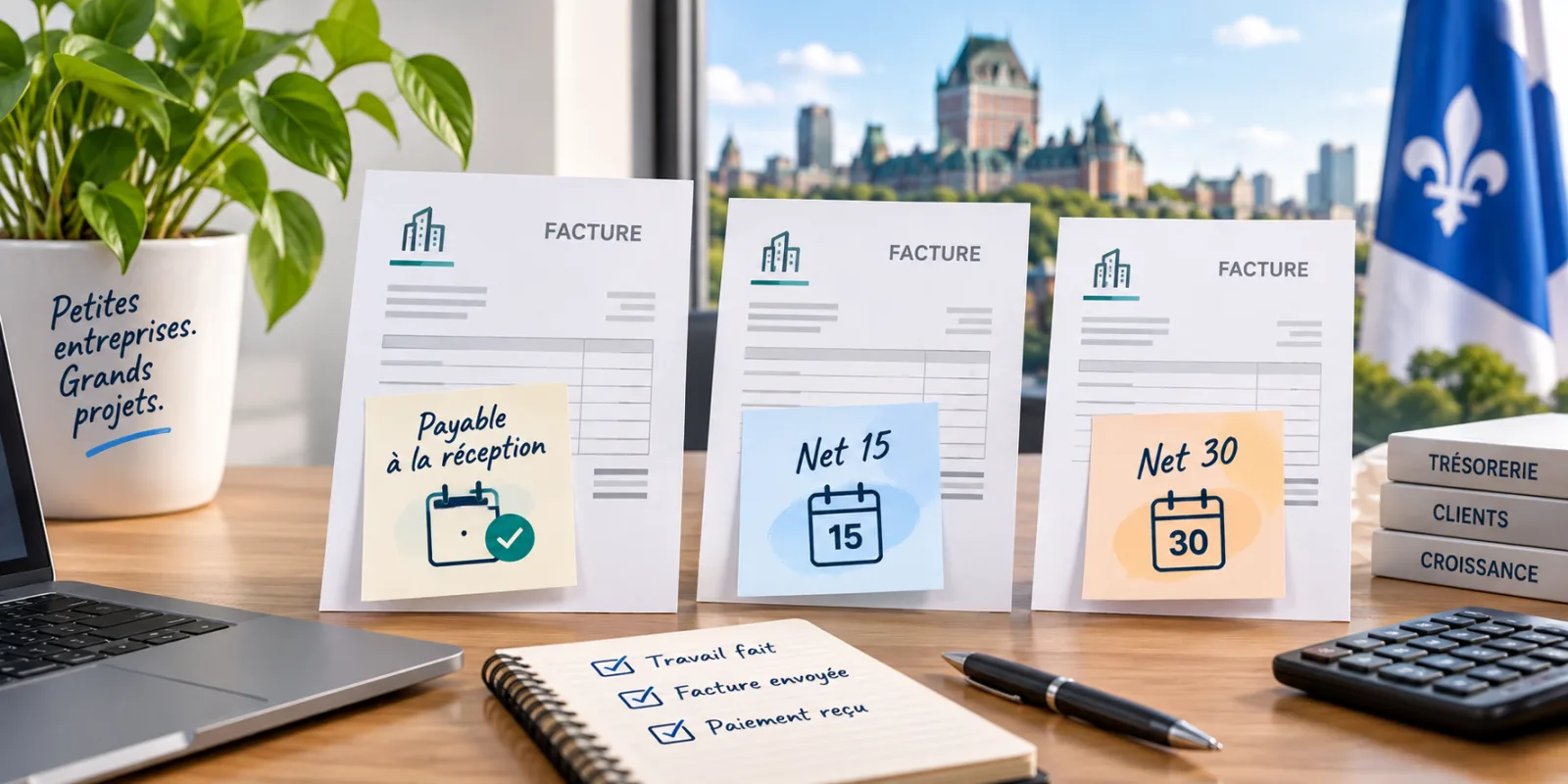 Net 30 vs Net 15 vs payable à la réception : quelles modalités vous font payer plus vite?
