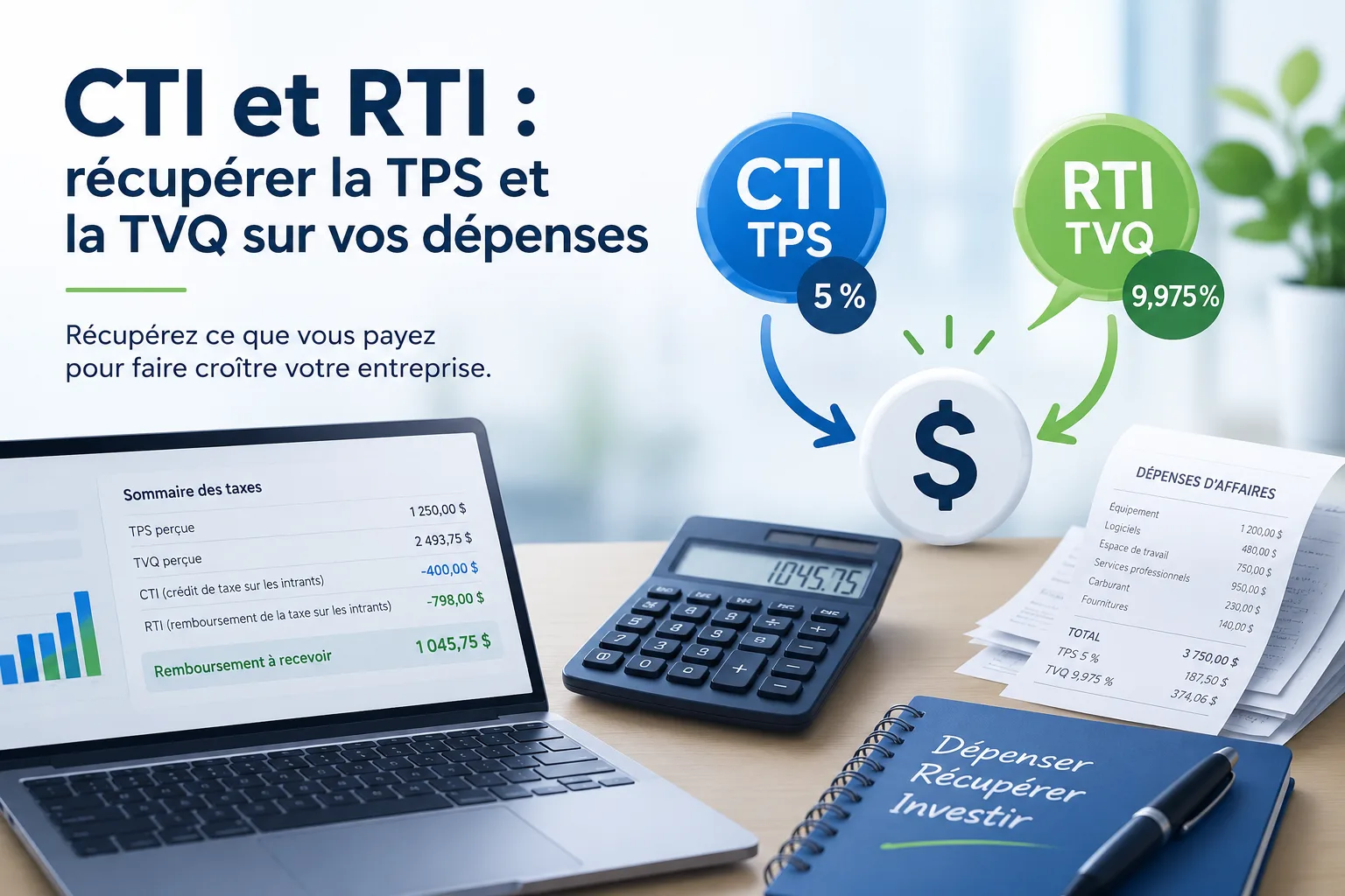 CTI et RTI : récupérer la TPS et la TVQ sur vos dépenses
